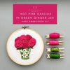 Hot Pink Dahlias in Green Ginger Jar Hand Embroidery Kit by And Other Adventures Embroidery Co