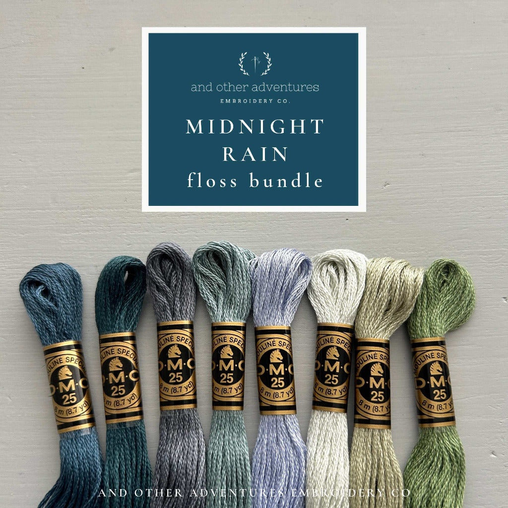 Midnight Rain DMC embroidery floss bundle - moody blues by And Other Adventures Embroidery Co