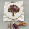  Hand Embroidered Plum, Mauve and Mustard Flowers by And Other Adventures Embroidery Co