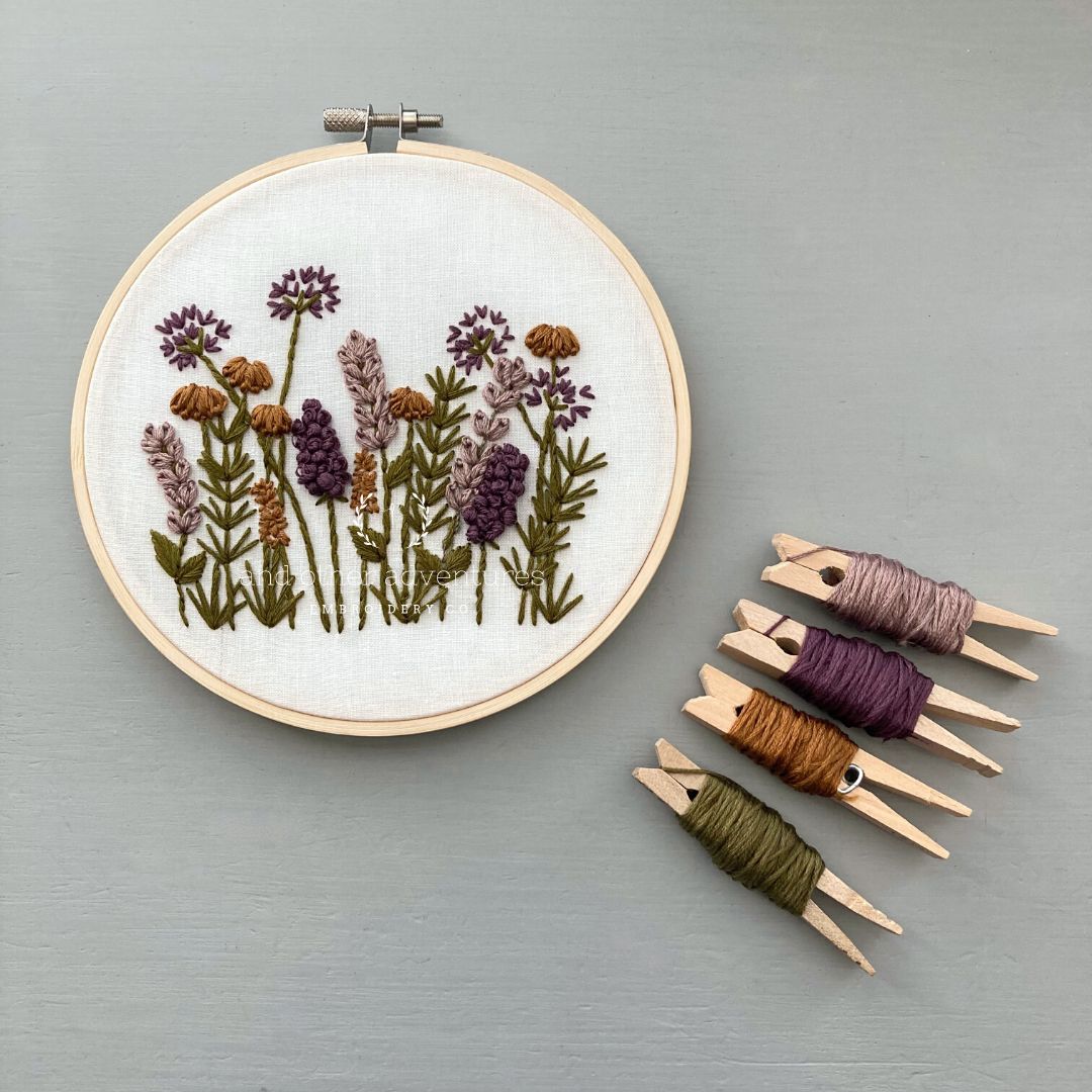 PDF Pattern Video Tutorial/purple Wreath-hand Embroidery Pattern-embroidery  Pattern Wedding Embroidery Designs-beginner Embroidery Pattern 