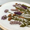 Autumn Floral Hand Embroidery Project in shades of plum, mustard, and olive green by And Other Adventures Embroidery Co