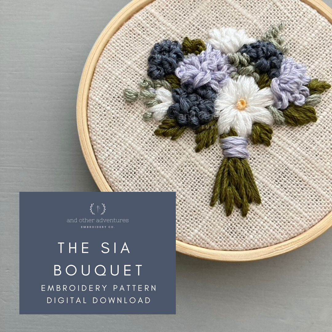 The Sia Bouquet hand embroidery pattern digital download by And Other Adventures Embroidery Co