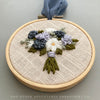 Steel Blue and pale lavender hand embroidered bouquet by And Other Adventures Embroidery Co