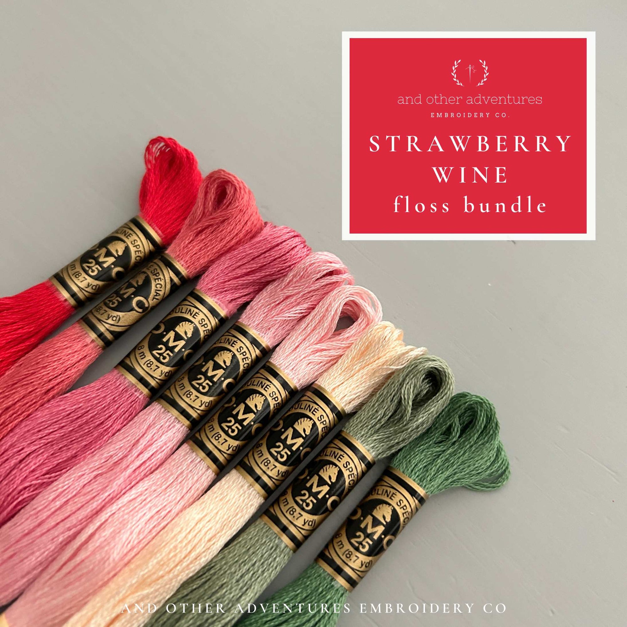Strawberry Wine Floss Bundle for embroidery projects by And Other Adventures Embroidery Co