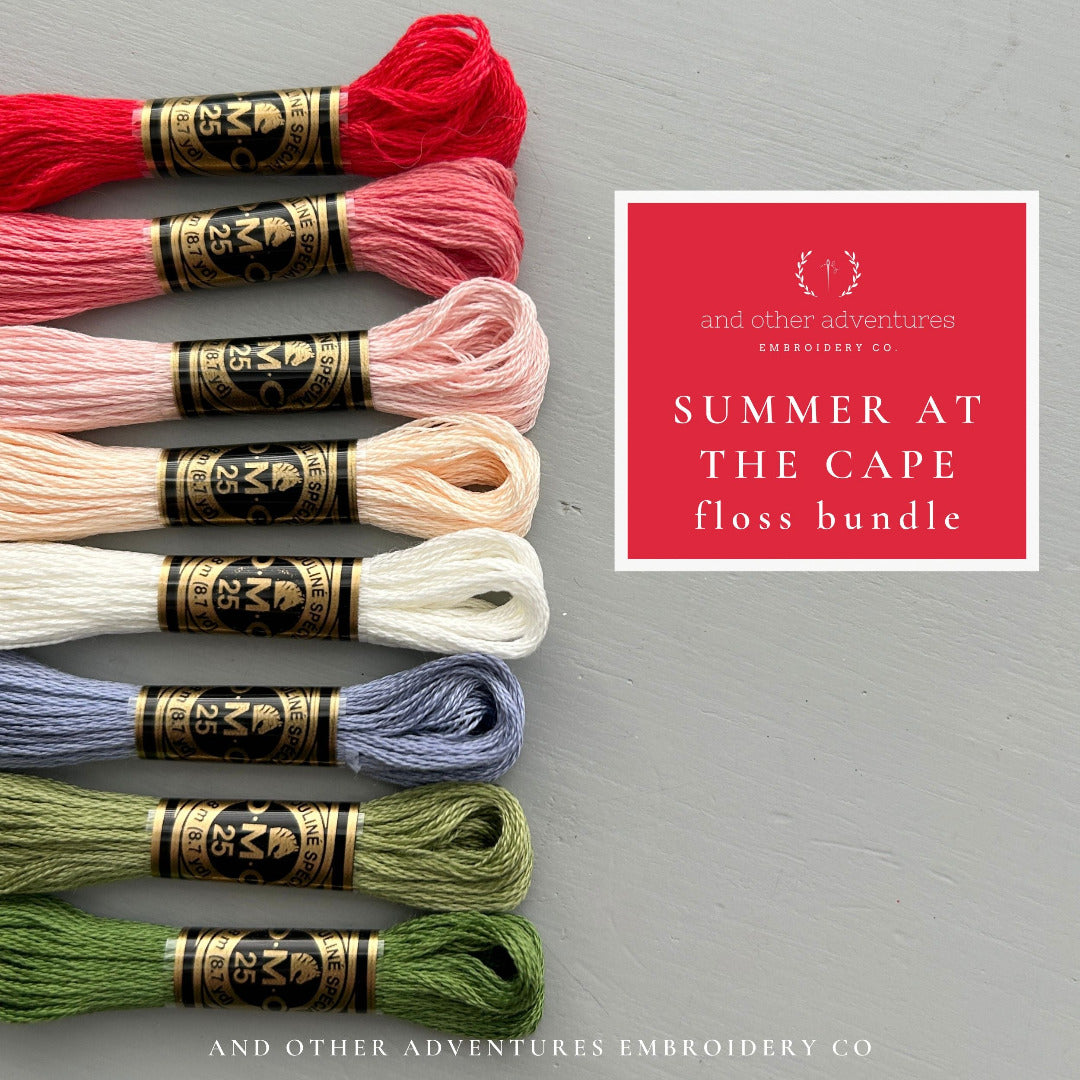 Americana color palette for embroidery projects - DMC floss bundle curated by And Other Adventures Embroidery Co