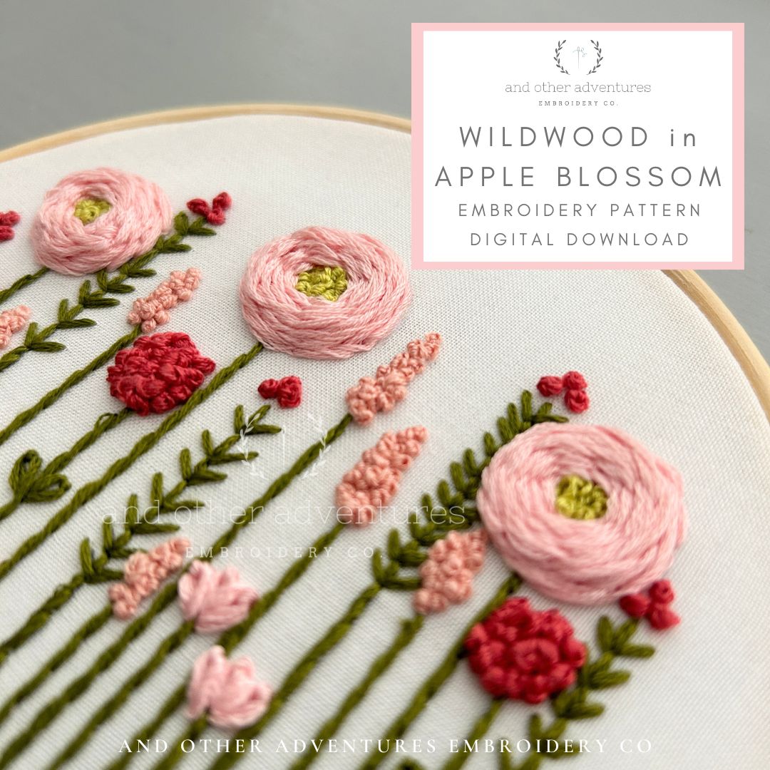 Wildebloom Pattern Program Pink, Coral and Lime Green floral embroidery digital pdf pattern by And ...