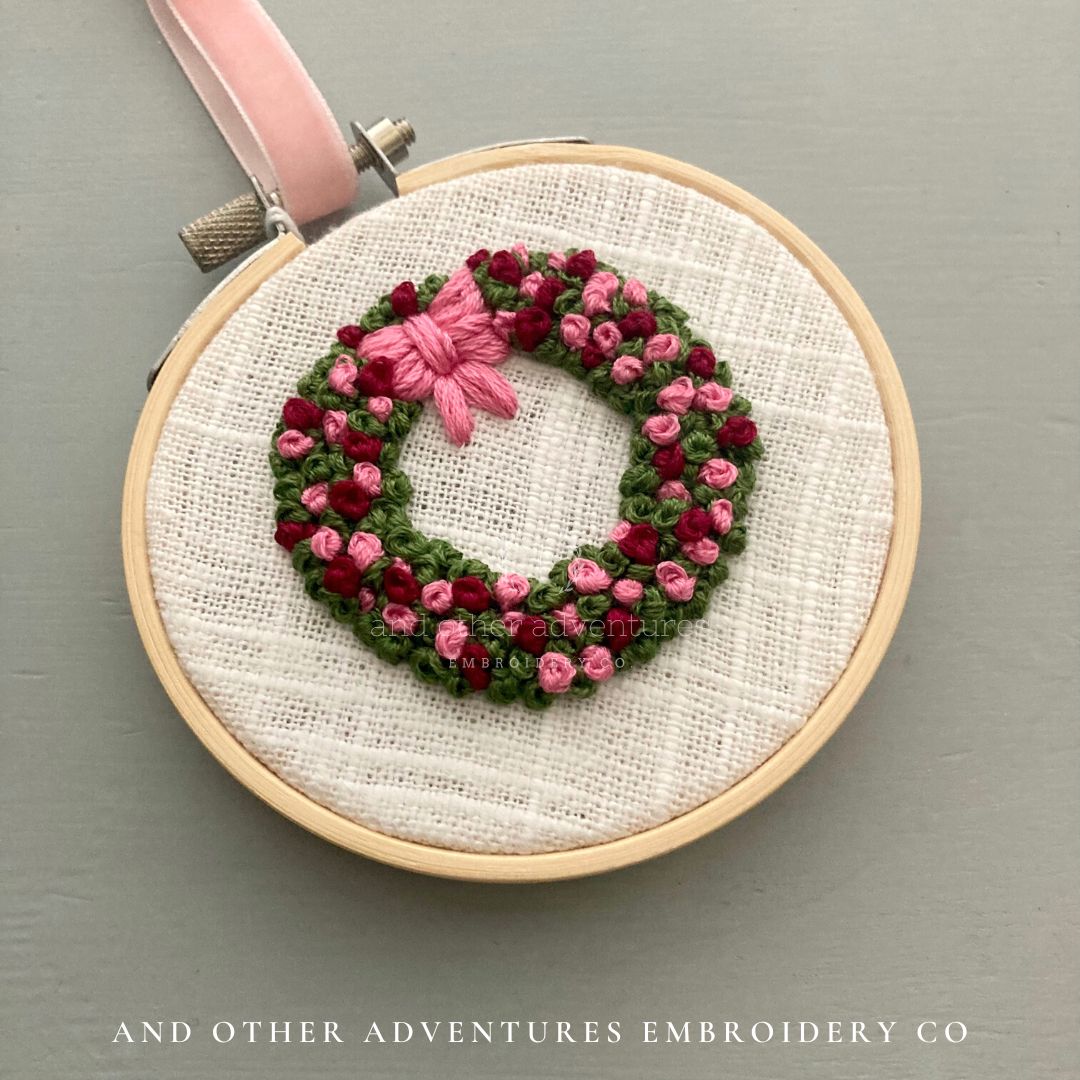 Christmas Wreath Hand Embroidered Ornament by And Other Adventures Embroidery Co