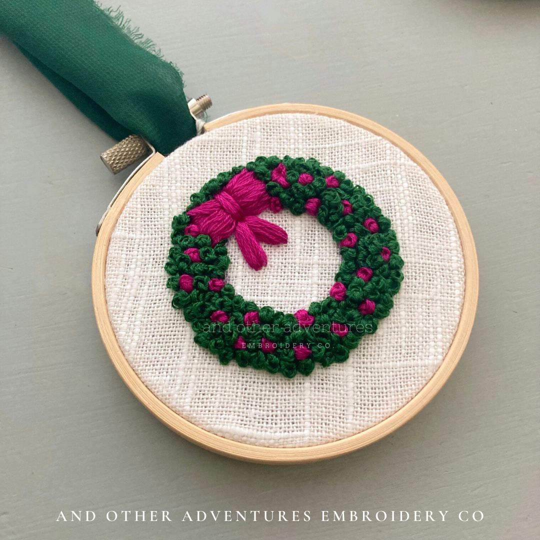 Holiday Wreath Embroidered Ornament No. 44