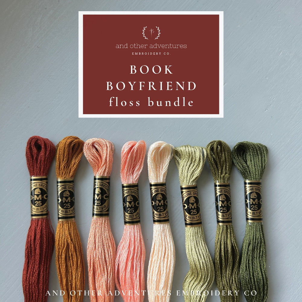 Book Boyfriend floss color palette for hand embroidery projects - curated by And Other Adventures Embroidery Co