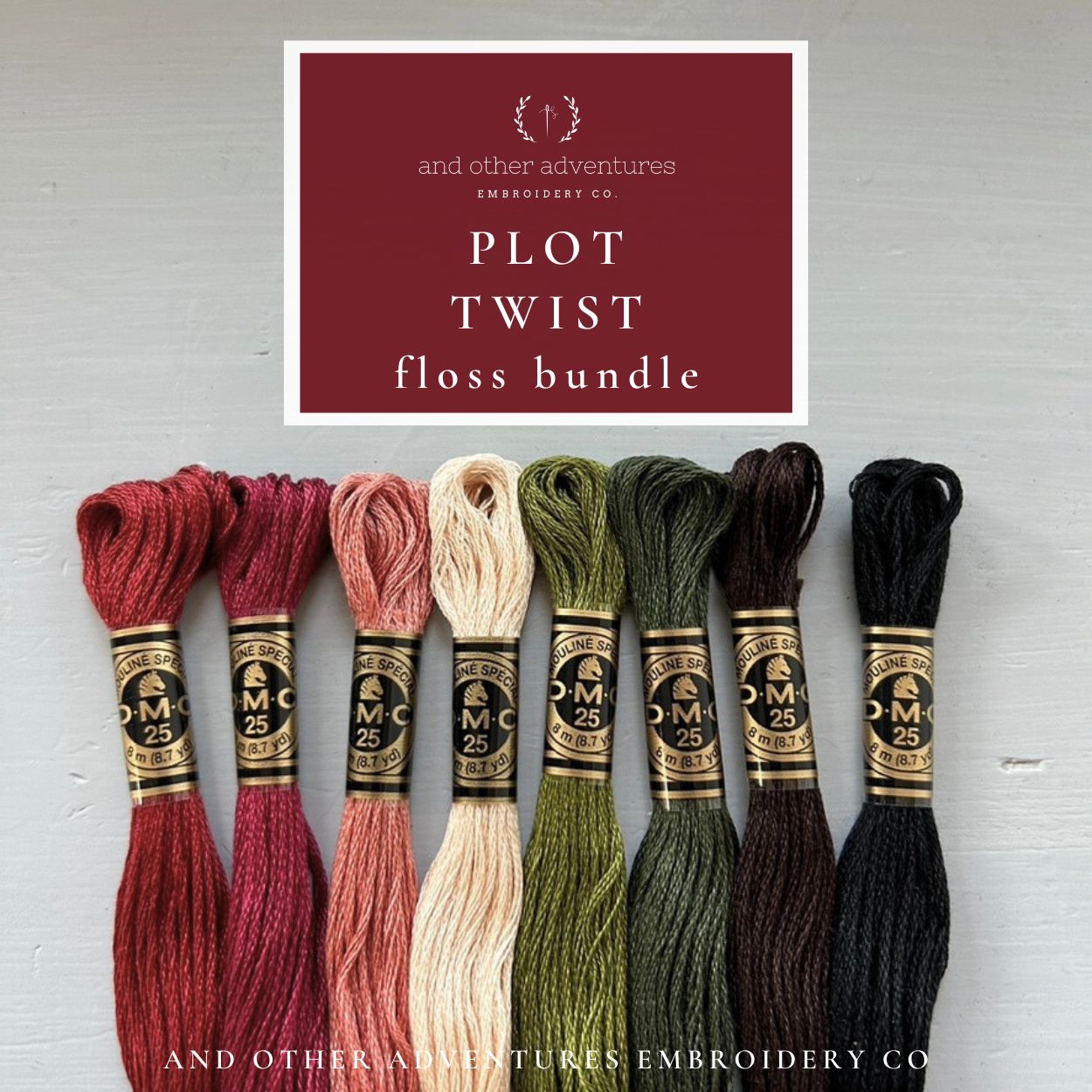Plot Twist - curated DMC floss bundle for book lovers - And Other Adventures Embroidery Co