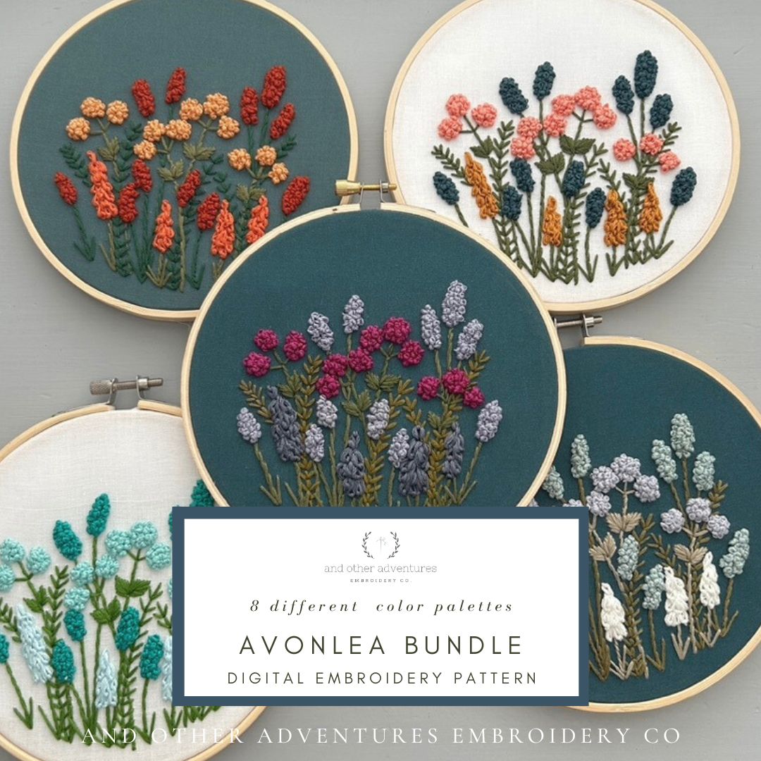 Avonlea Bundle - Digital Embroidery Pattern - 8 different color ways created by And Other Adventures Embroidery Co