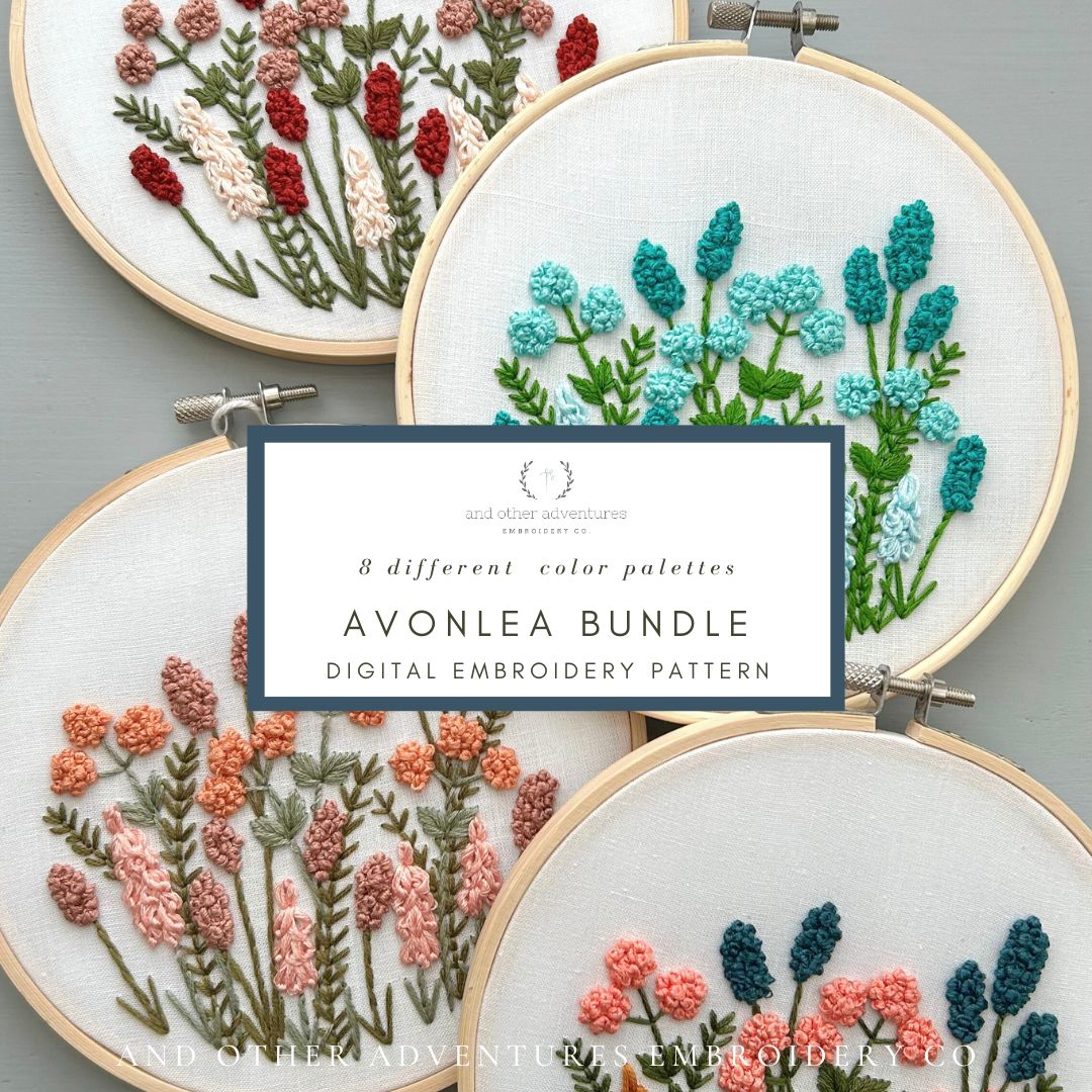 Avonlea Floral hand embroidery design - PDF Bundle by And Other Adventures Embroidery Co