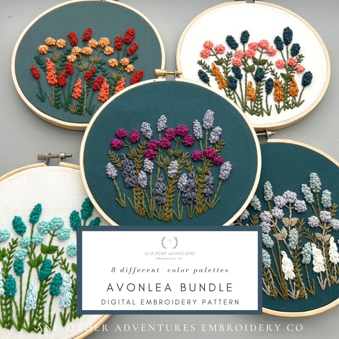 Avonlea Hand Embroidery PDF Pattern Bundle by And Other Adventures Embroidery Co