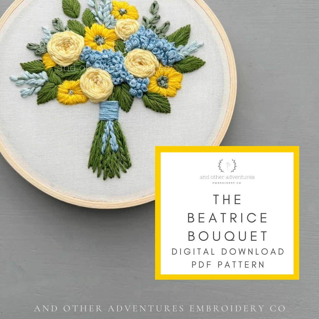 The Beatrice Bouquet Hand Embroidery Design - PDF Pattern - Digital Download by And Other Adventures Embroidery Co