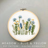 Meadow - Blue &amp; yellow hand embroidery PDF pattern digital download by And Other Adventures Embroidery Co