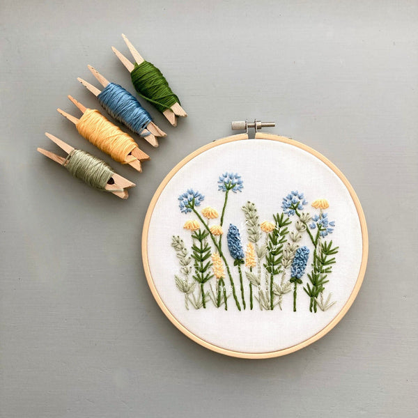 Hand Embroidery PDF Pattern - Meadow in Blue & Yellow - And Other ...