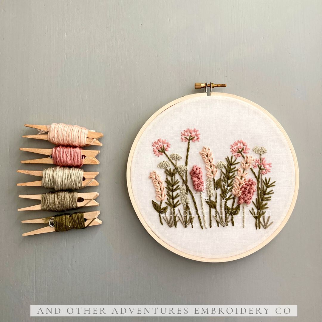 Blush &amp; Olive Meadow Hand Embroidery Pattern by And Other Adventures Embroidery Co