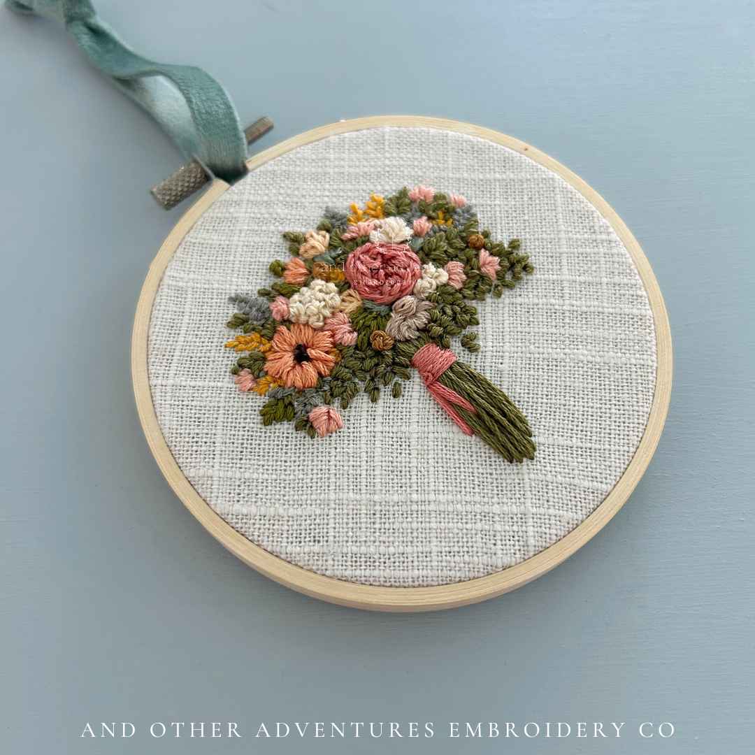 Hand Embroidered Autumnal Bouquet Art by And Other Adventures Embroidery Co