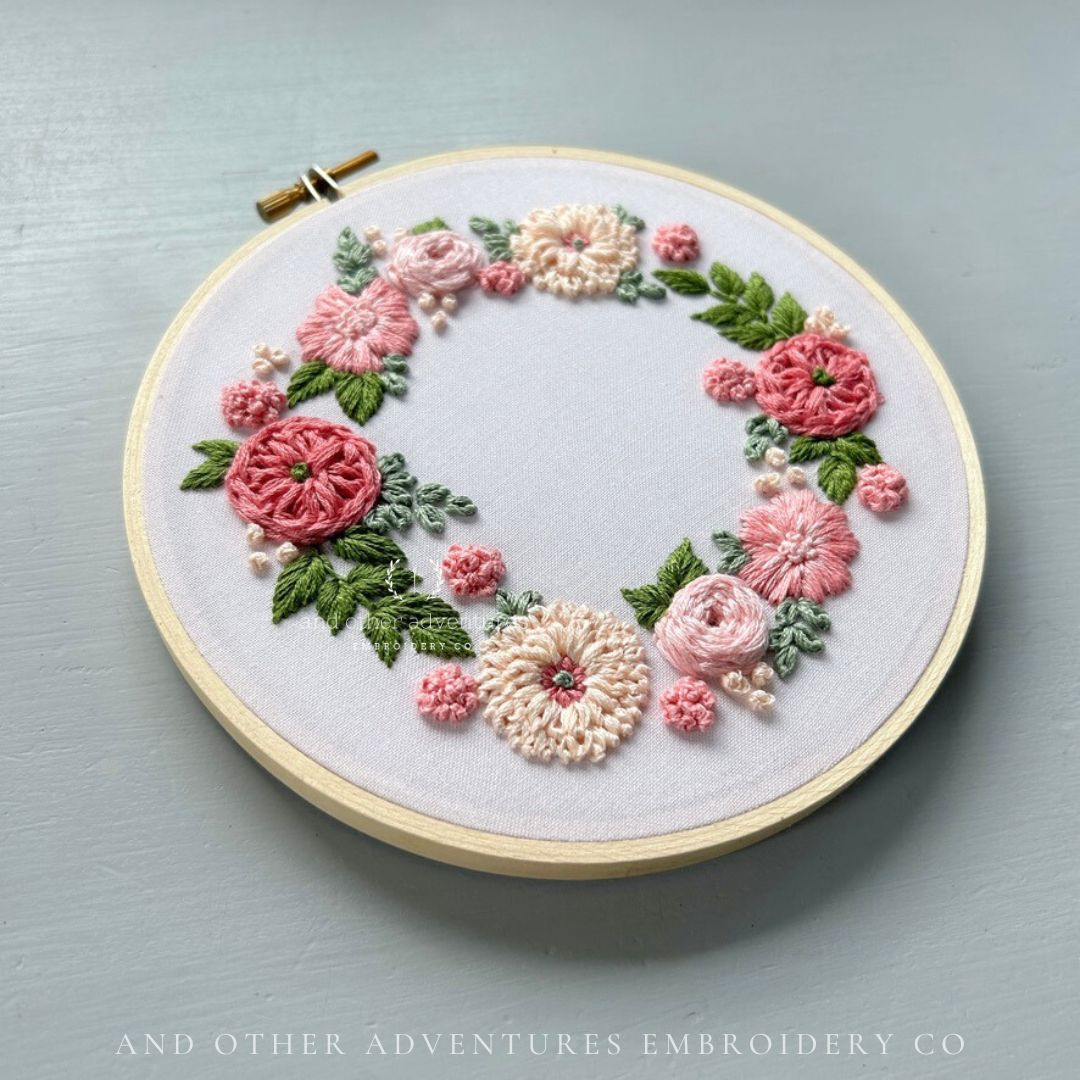 Sweet hand embroidery project for baby girl nursery - Blush and Bashful Camelot hand embroidery kit by Ad Other Adventures Embroidery Co