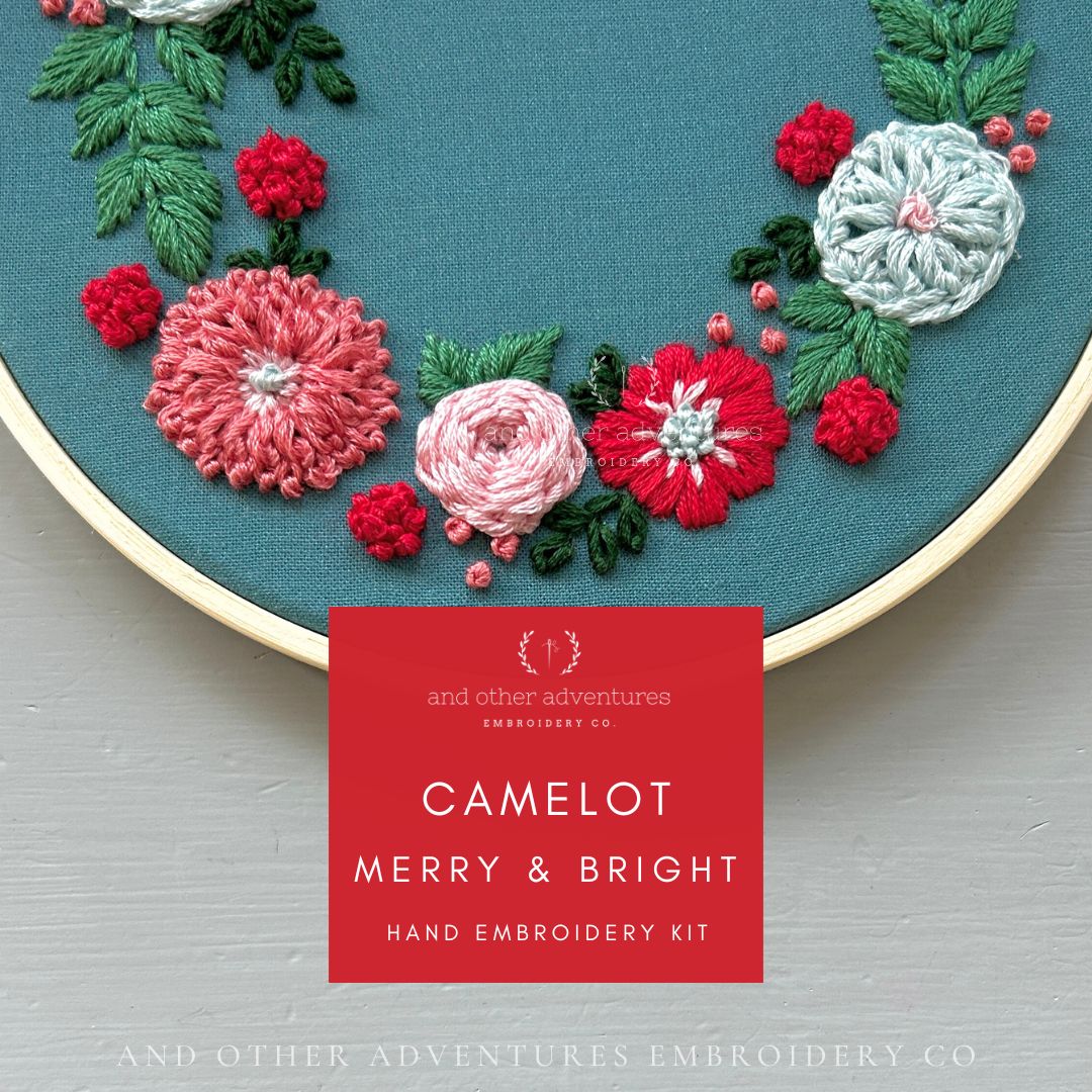 Christmas wreath hand embroidery kit - Camelot in Merry &amp; Bright by And Other Adventures Embroidery Co