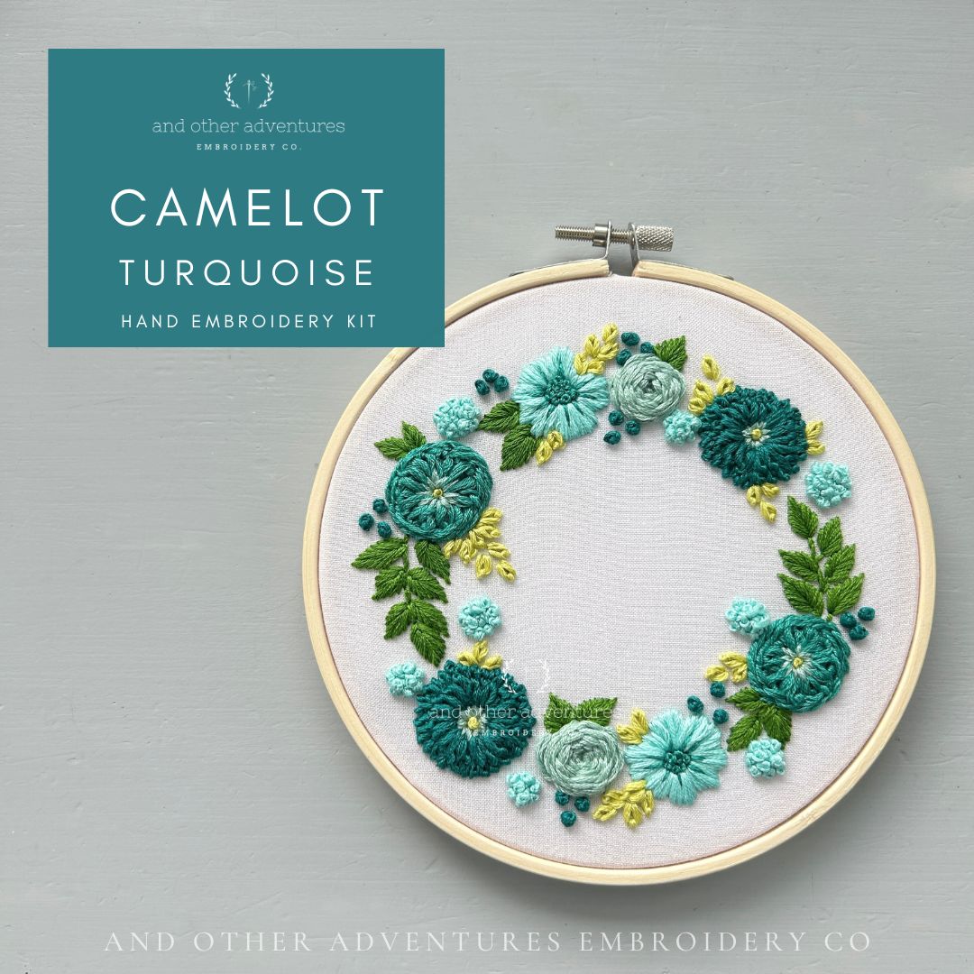 Camelot in Turquoise Hand Embroidery Kit by And Other Adventures Embroidery Co