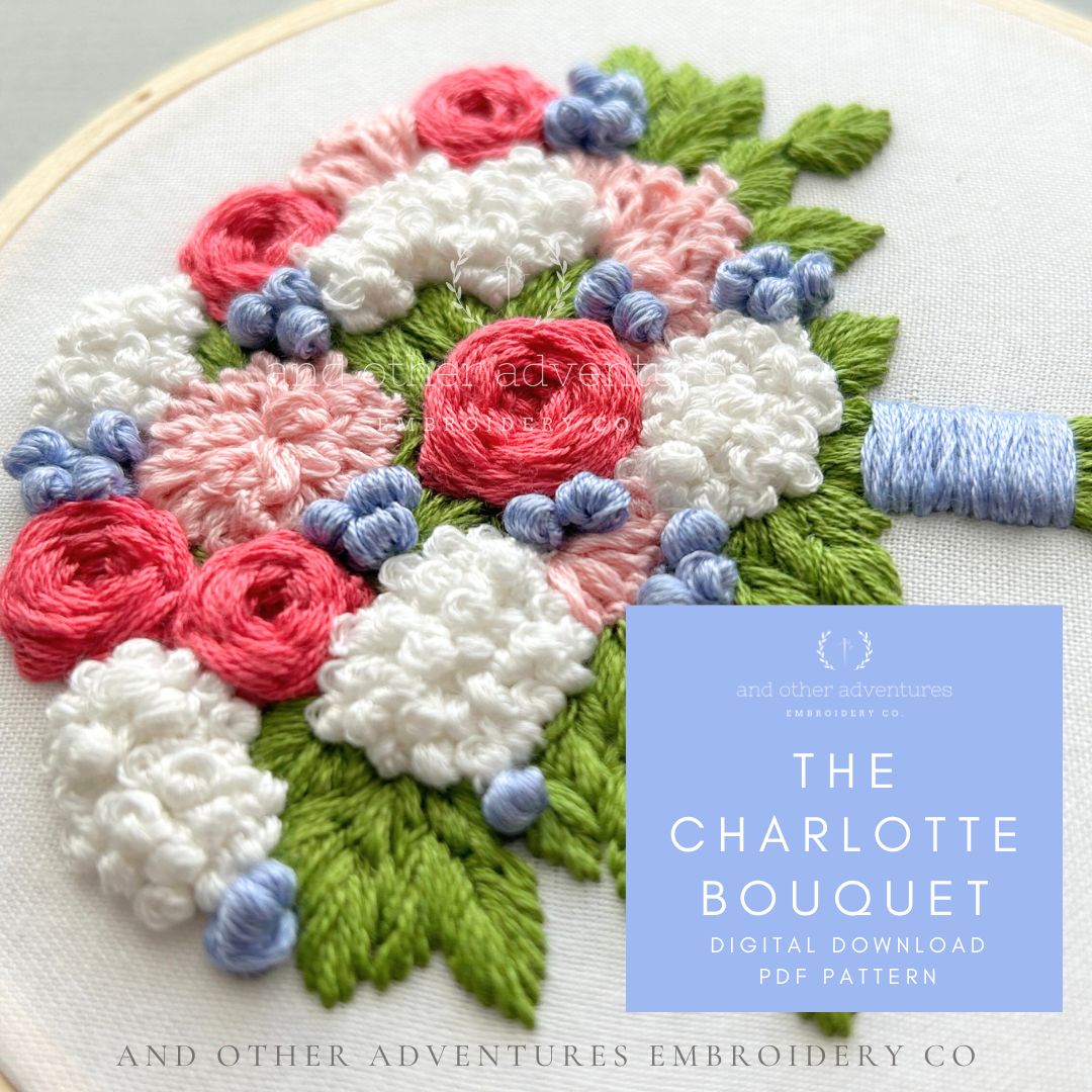 The Charlotte Bouquet Hand Embroidery Design - PDF Pattern - Digital Download by And Other Adventures Embroidery Co