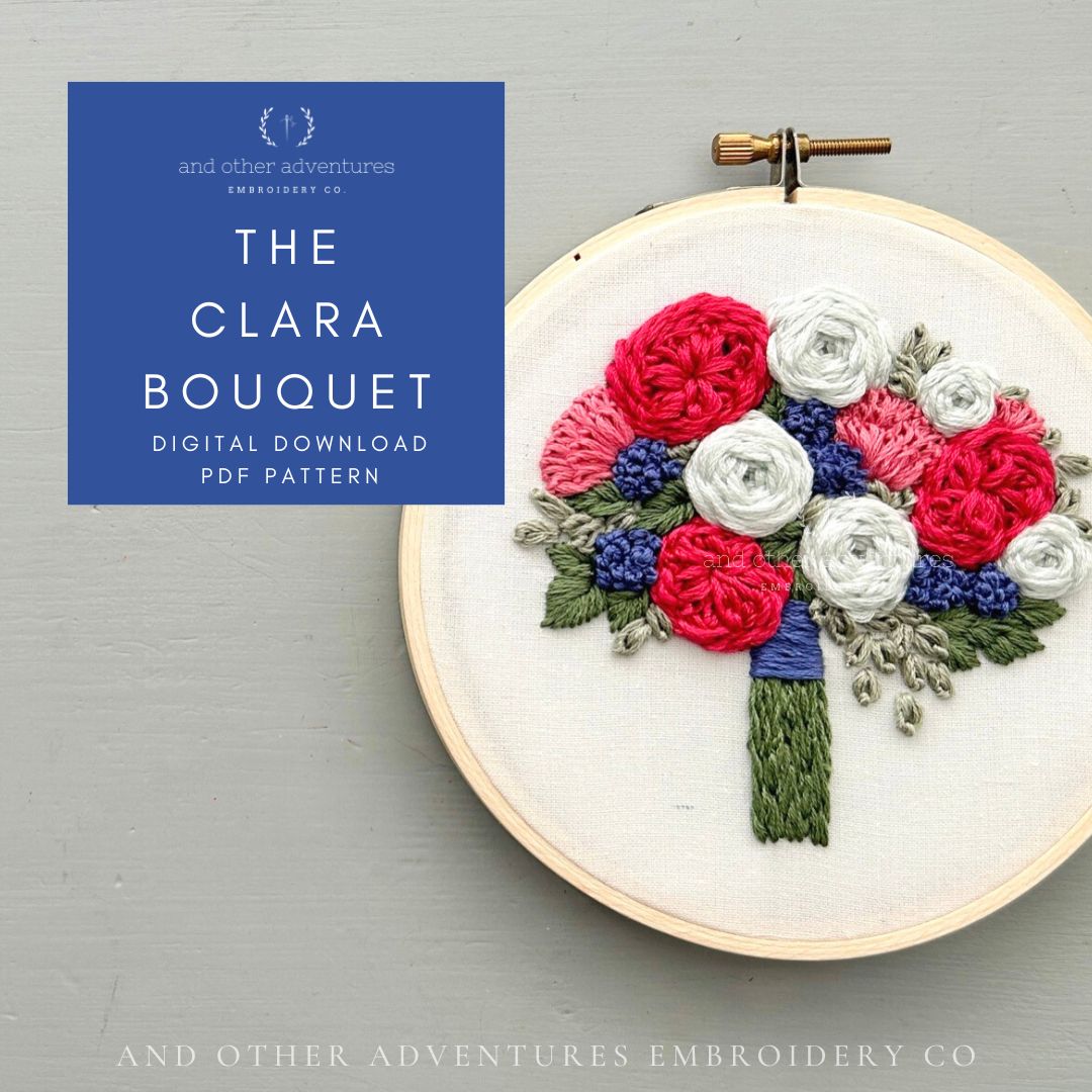 The Clara Bouquet Hand Embroidery PDF Pattern Digital Download by And Other Adventures Embroidery Co