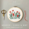 Coral &amp; Mint Meadow Beginner Hand Embroidery Kit by And Other Adventures Embroidery Co