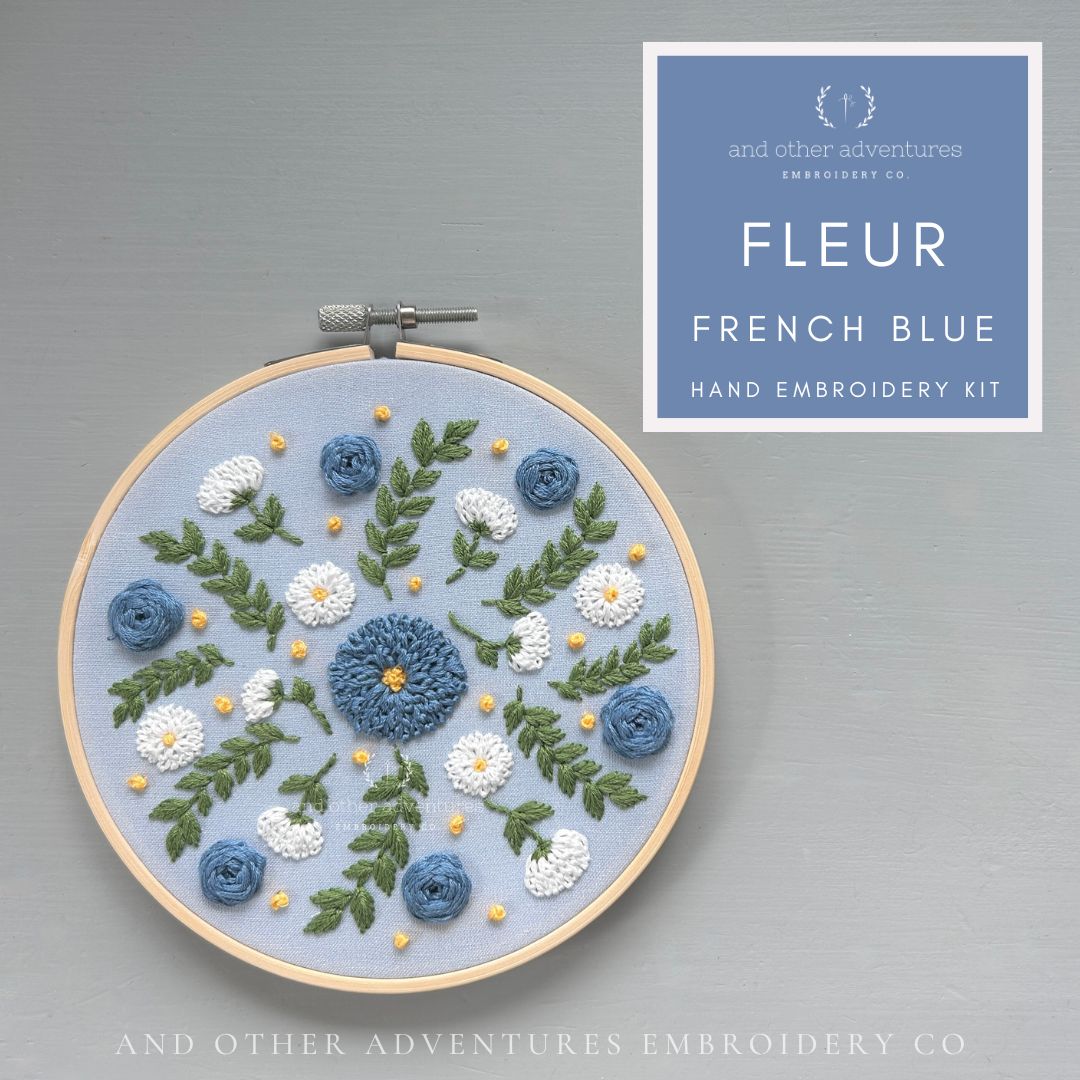 Hand Embroidery Kit - Fleur in French Blue - And Other Adventures