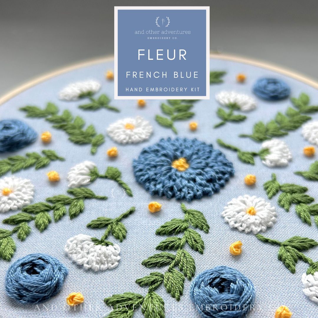 Hand Embroidery Kit - Fleur in French Blue - And Other Adventures