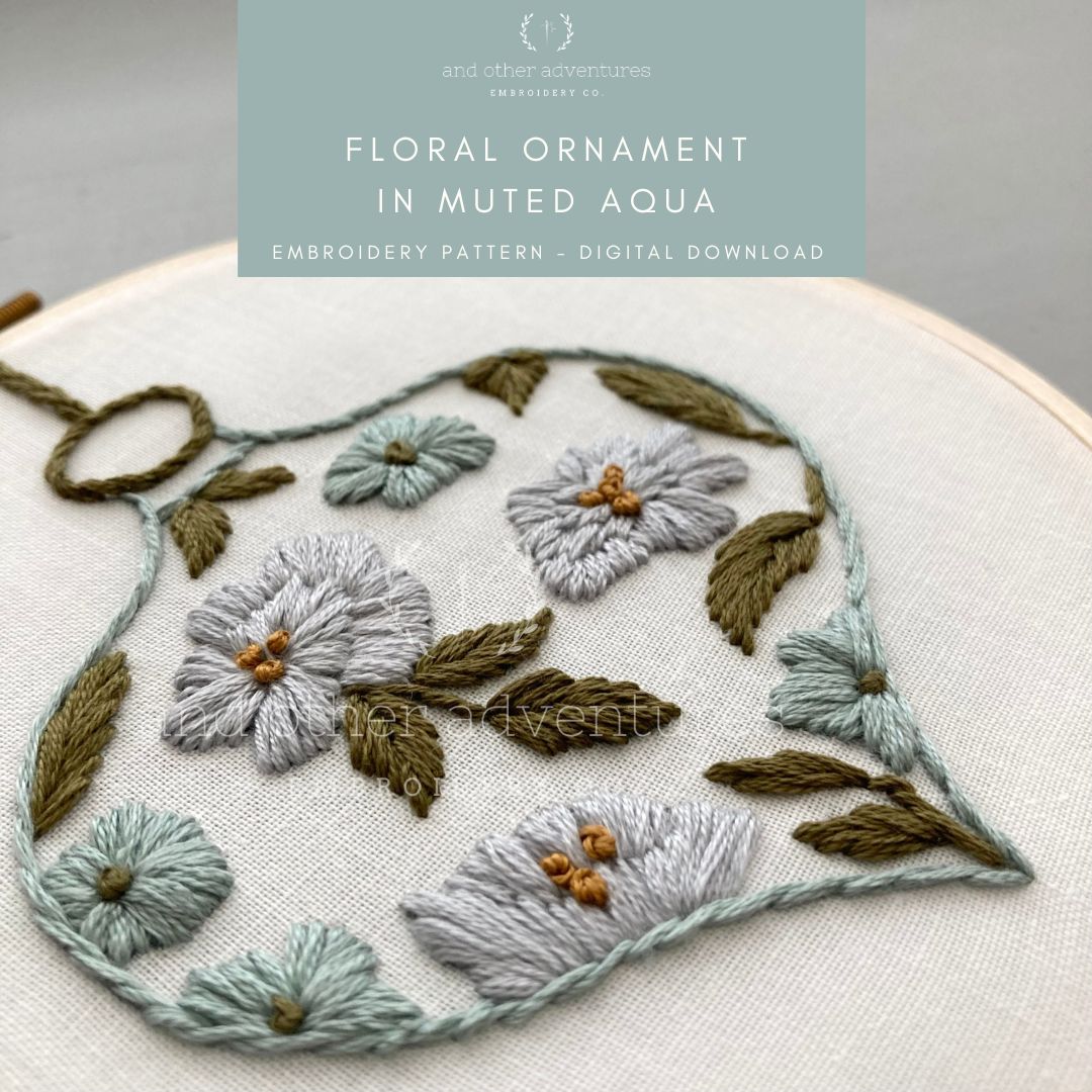 Hand Embroidery Pattern for a Floral Ornament Hoop by And Other Adventures Embroidery Co