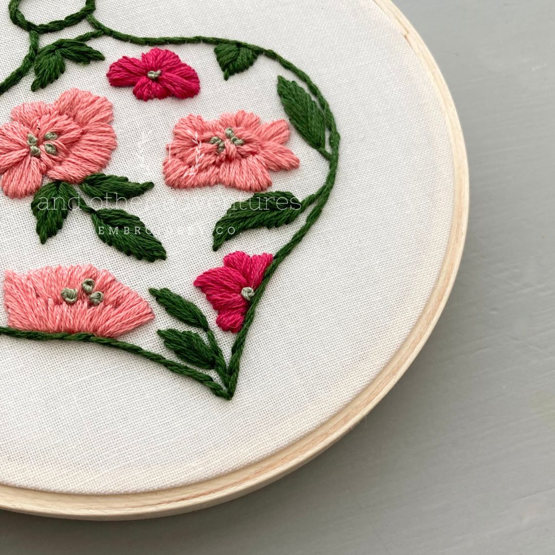 Hand Embroidery PDF Pattern - Meadow in Blush & Olive