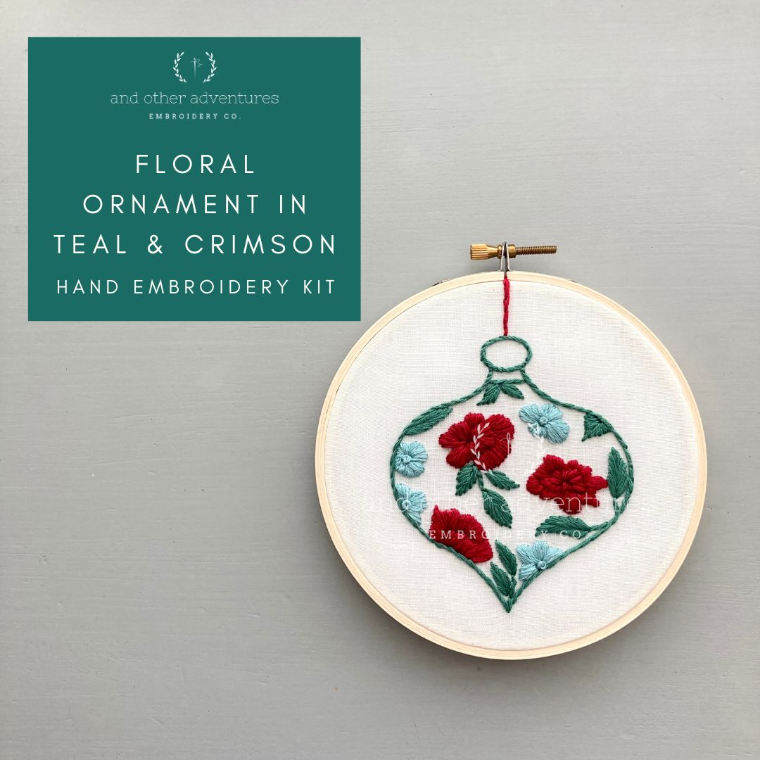 Tela & Crimson Christmas Ornament Hand Embroidery Kit by And Other Adventures Embroidery Co