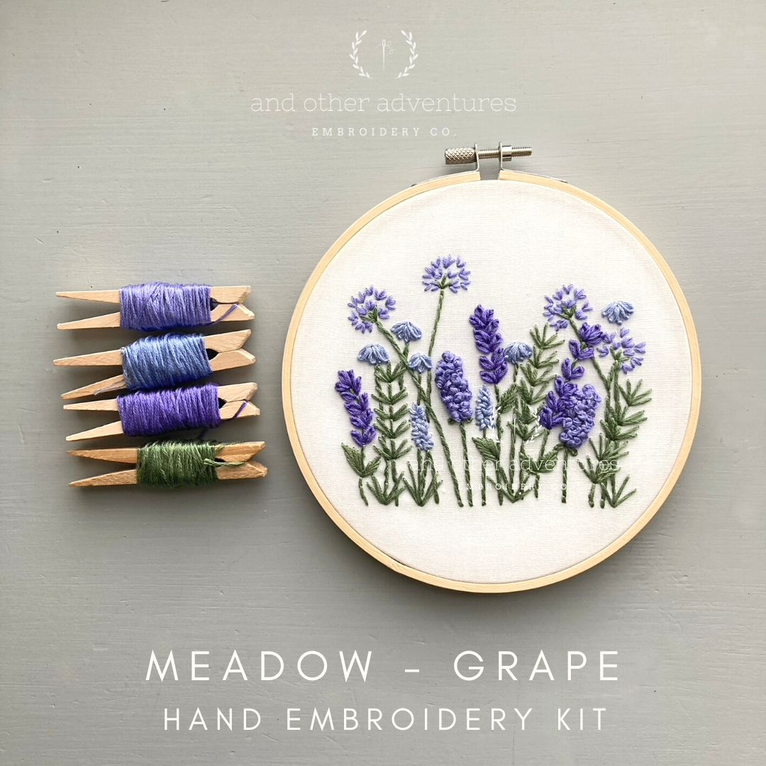 Beginner Hand Embroidery Kit - Meadow in Grape by And Other Adventures Embroidery Co