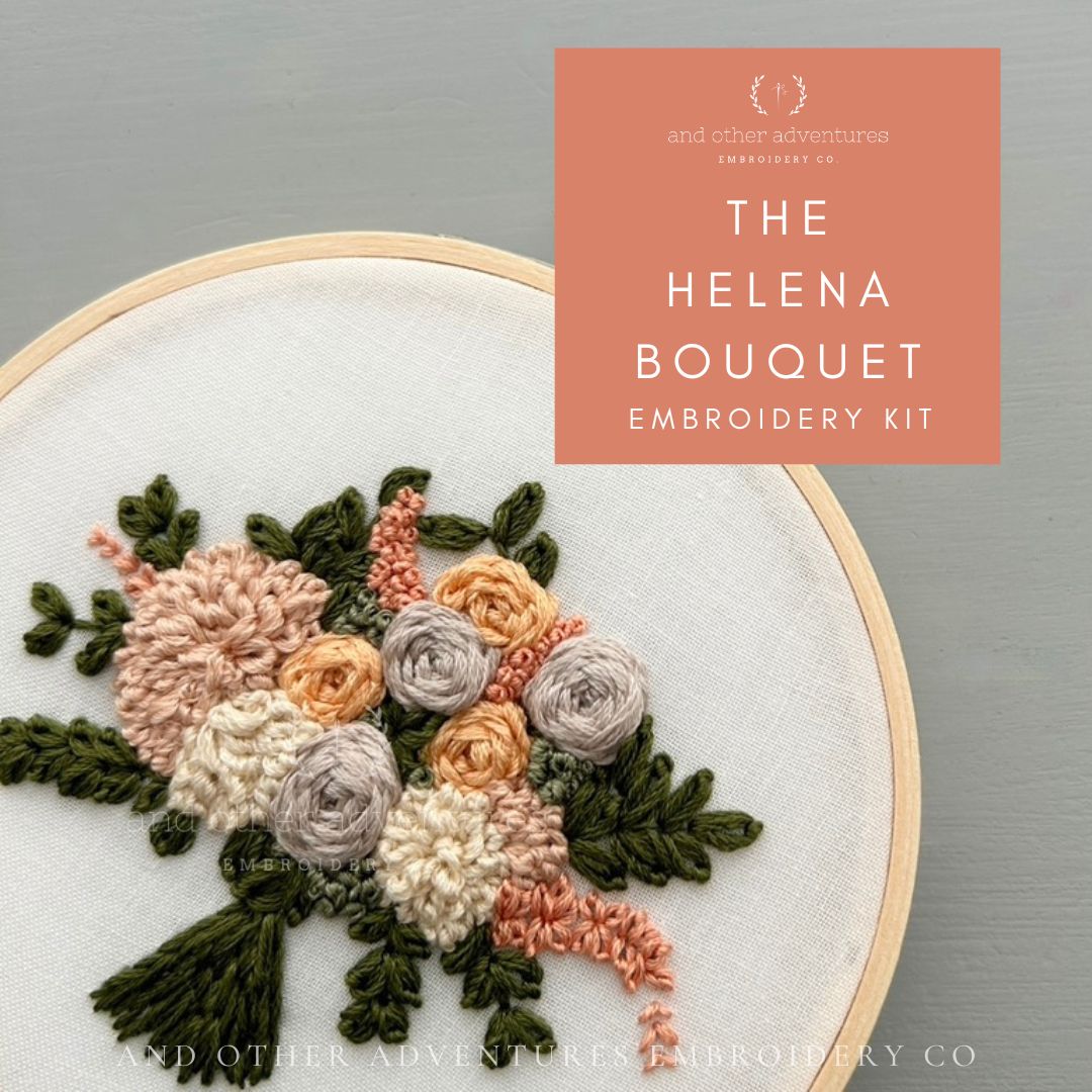 Lush and Romantic Flower Bouquet Hand Embroidery Pattern by And Other Adventures Embroidery Co