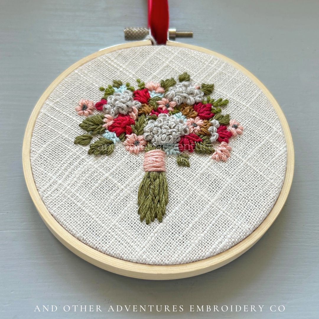 Hand Embroidered Floral Bouquet Art No. 137 - hand stitched by And Other Adventures Embroidery Co