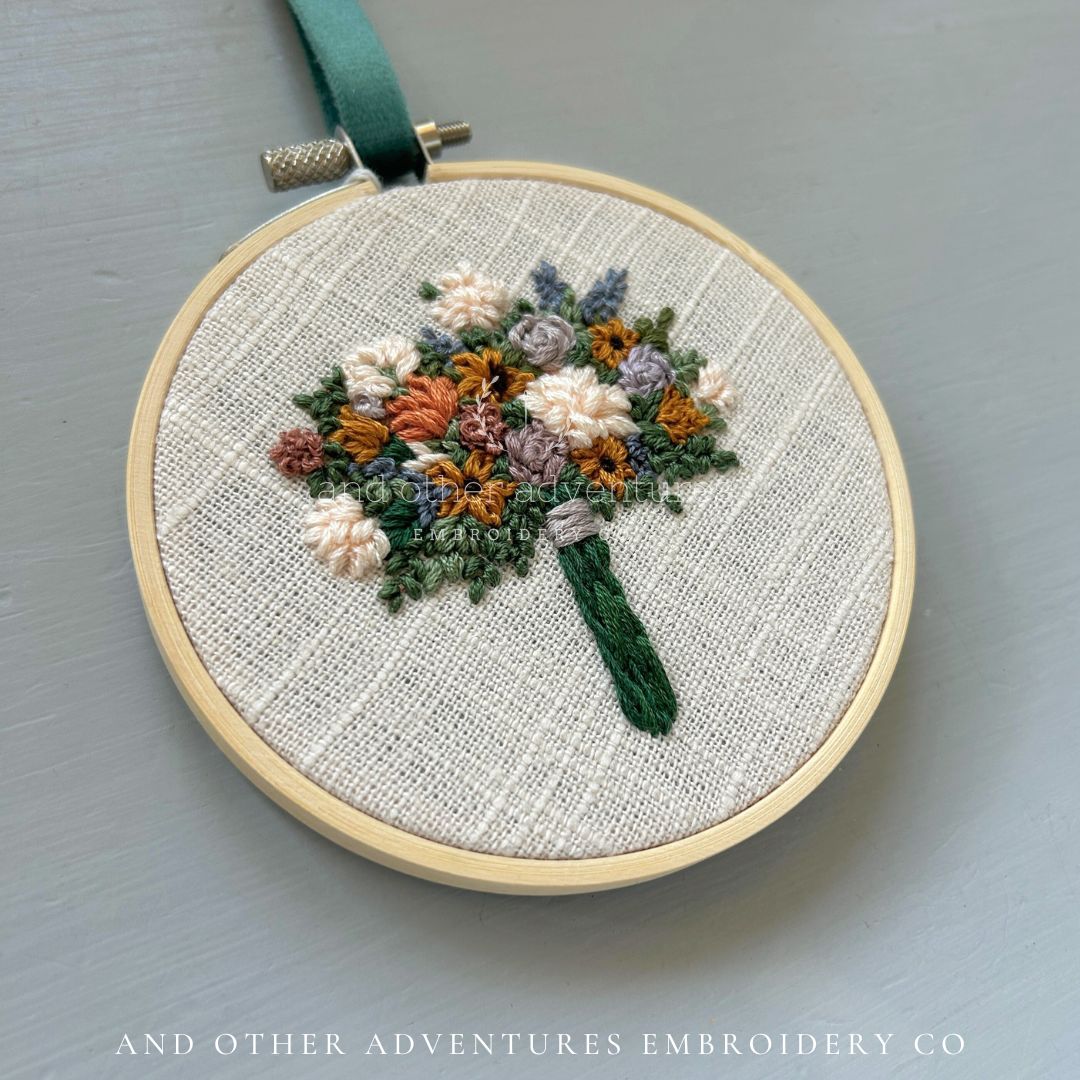 Hand Embroidered Fall Wildflower Bouquet hand stitched by And Other Adventures Embroidery Co