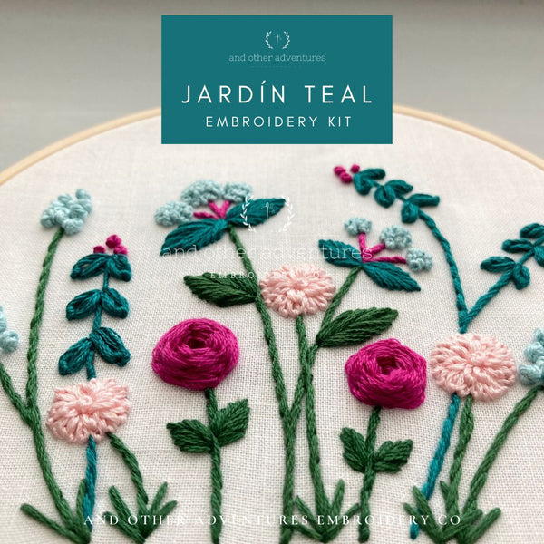 Hand Embroidery Kit - Jardín in Teal - And Other Adventures