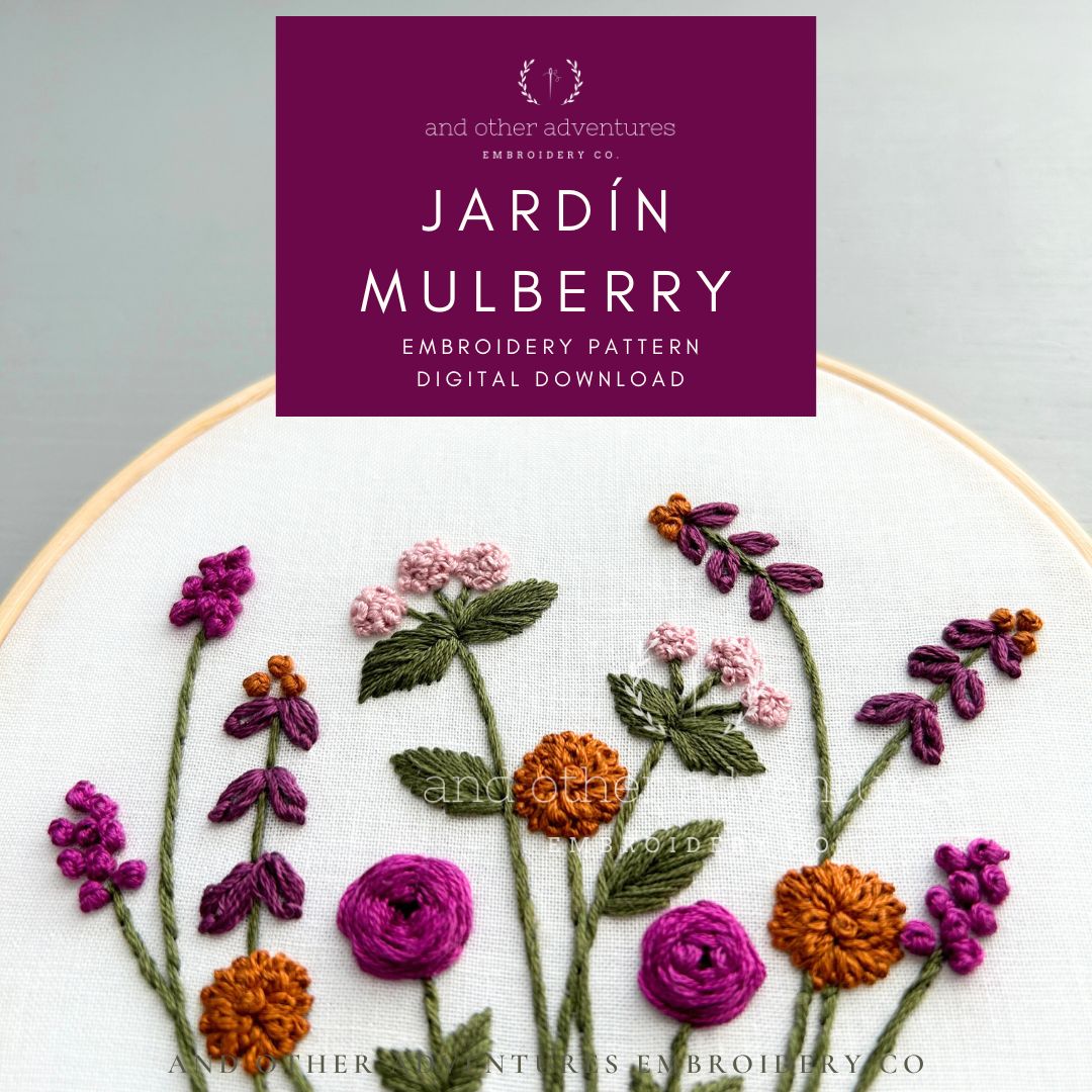 Hand Embroidery PDF Pattern  - Jardín in Mulberry