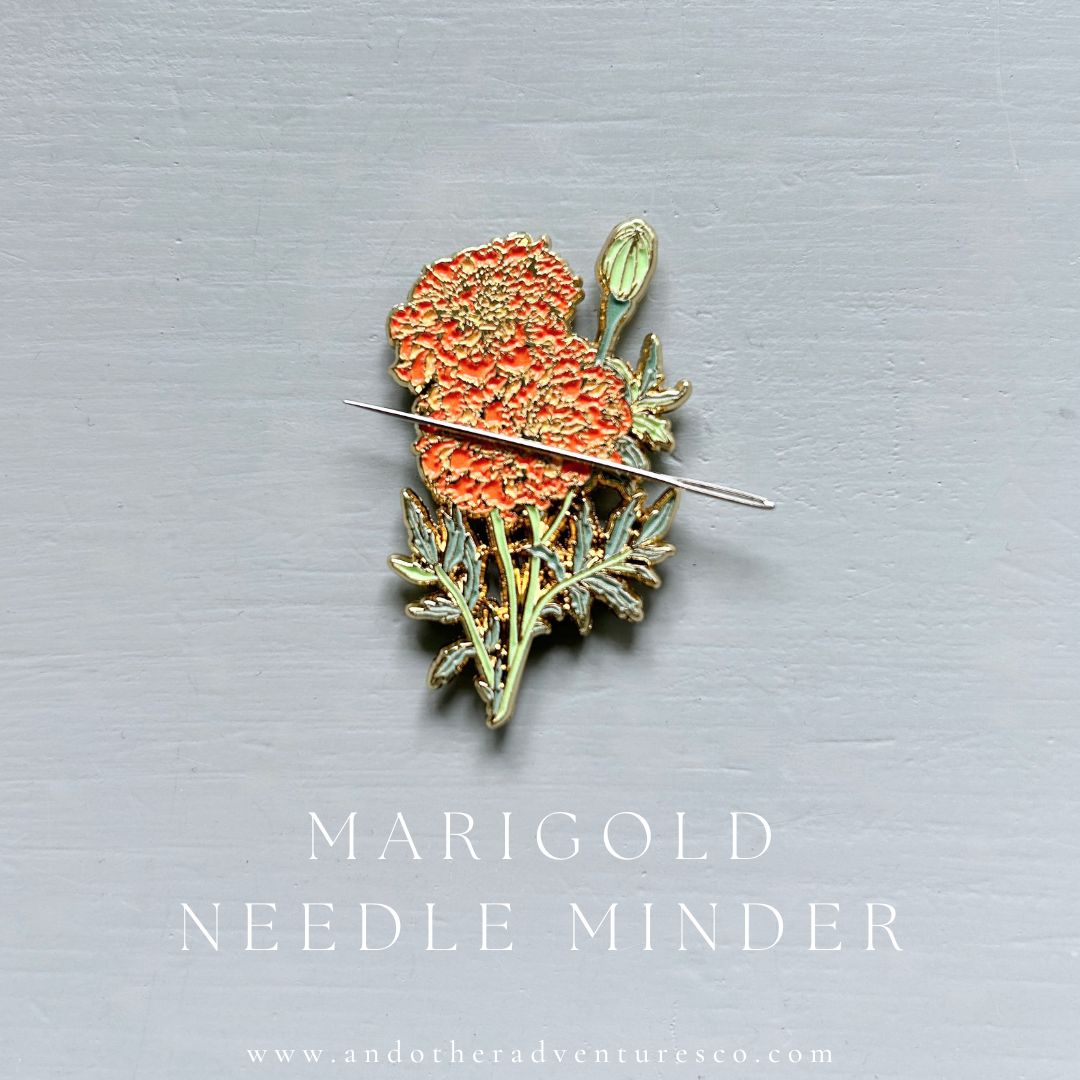 Marigold magnetic needle minder sold by And Other Adventures Embroidery Co