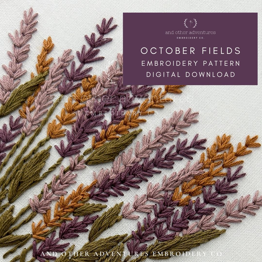 Autumn Flowers, Moody Fall Florals Hand Embroidery Design by And Other Adventures Embroidery Co