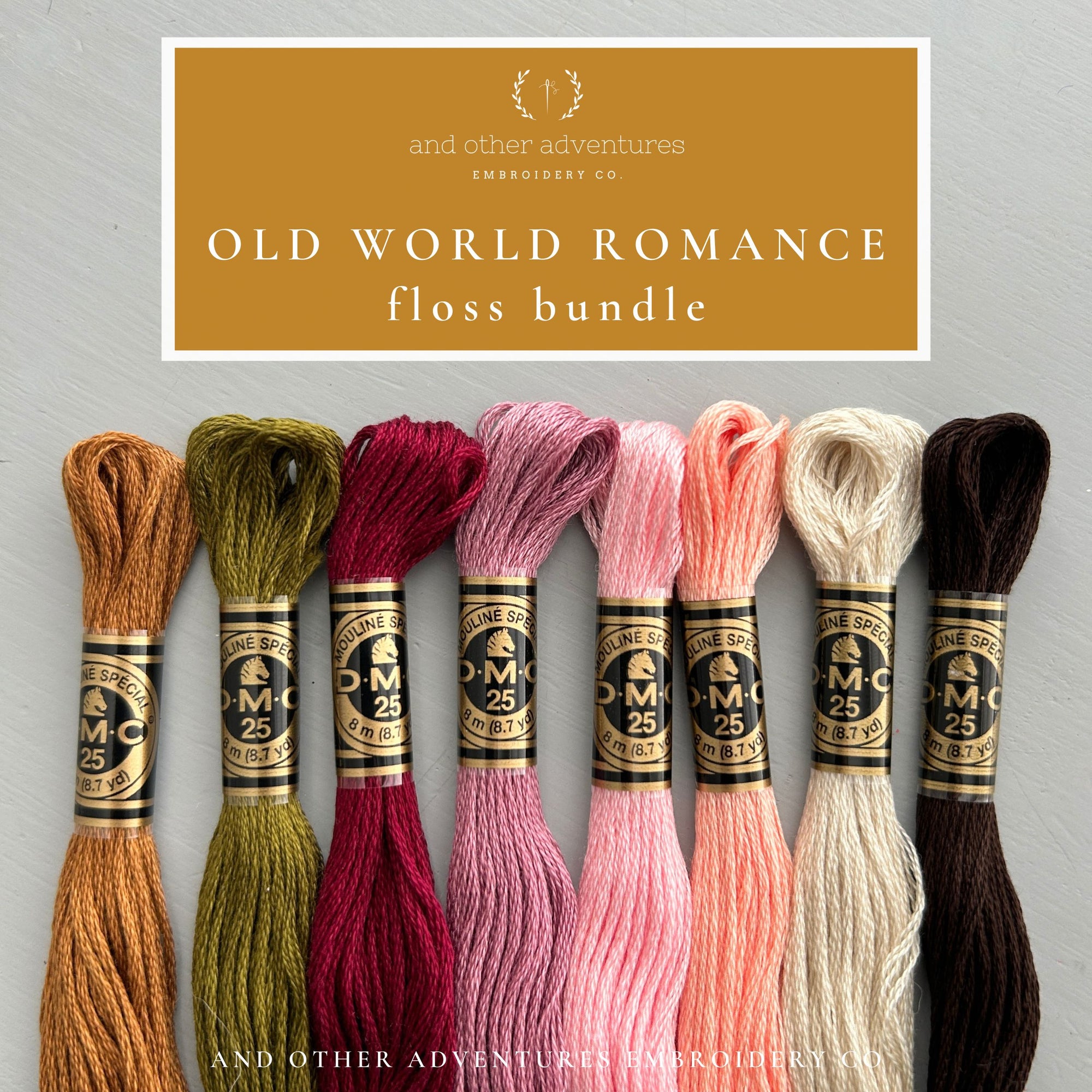 Old World Romance - 8 curated DMC floss colors by And Other Adventures Embroidery Co