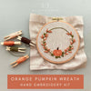 Premium Hand Embroidery Kit - Orange Pumpkin Wreath