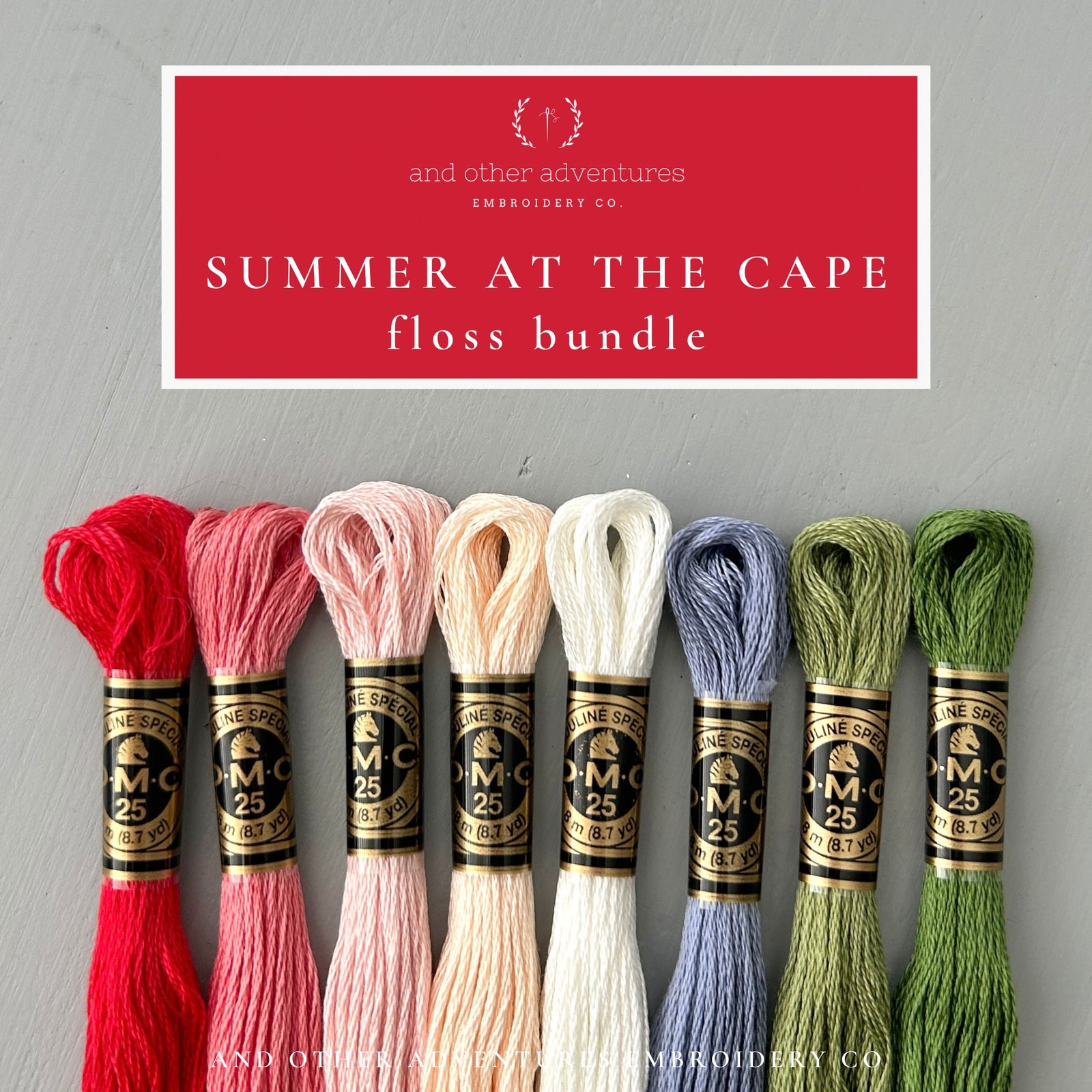 Summer at the Cape DMC floss bundle curated by And Other Adventures Embroidery Co