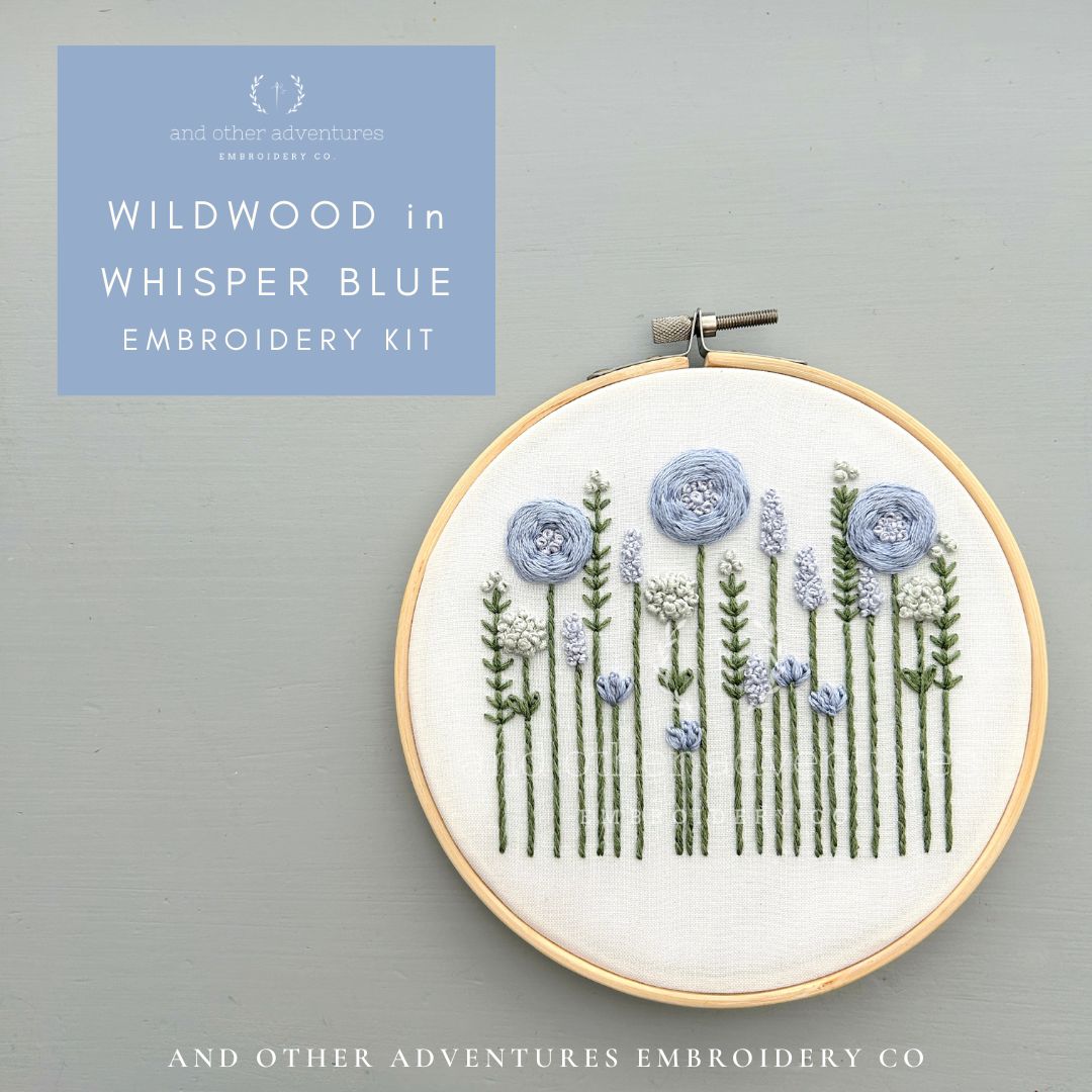 Wildwood in Whisper Blue Hand Embroidery Kit by And Other Adventures Embroidery Co