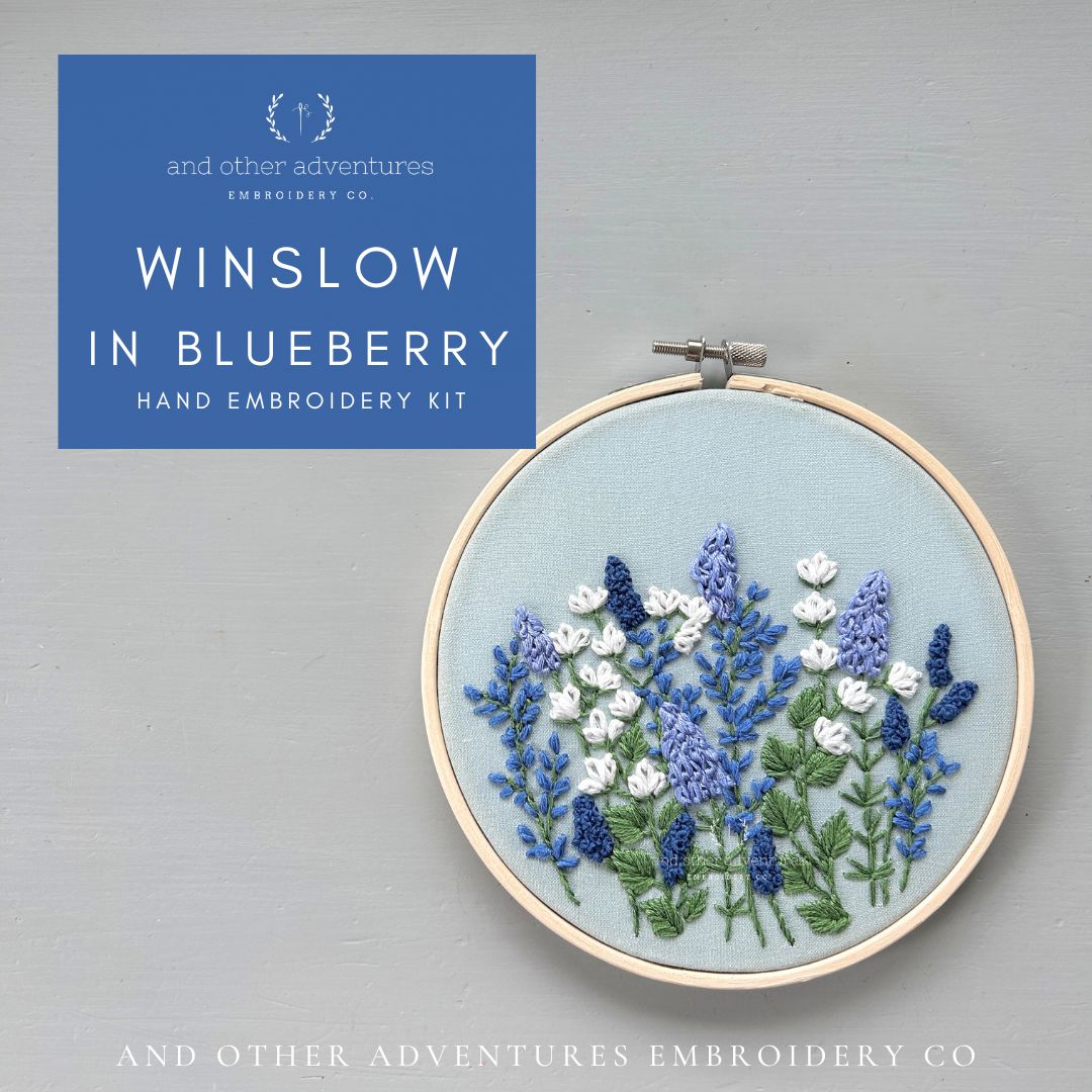 Winslow in Blueberry hand embroidery kit by And Other Adventures Embroidery Co