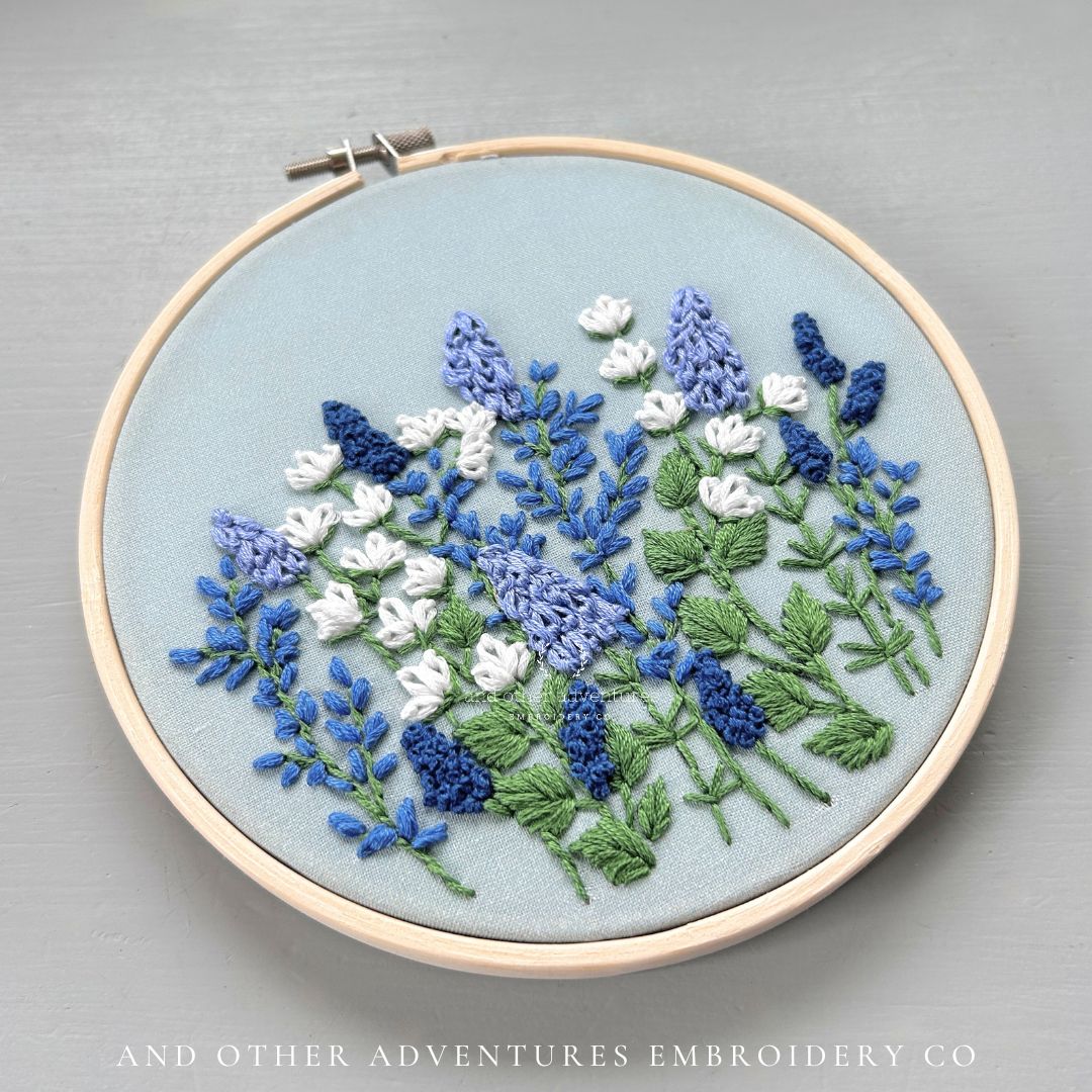 Blue and White Florals hand embroidery kit by And Other Adventures Embroidery Co