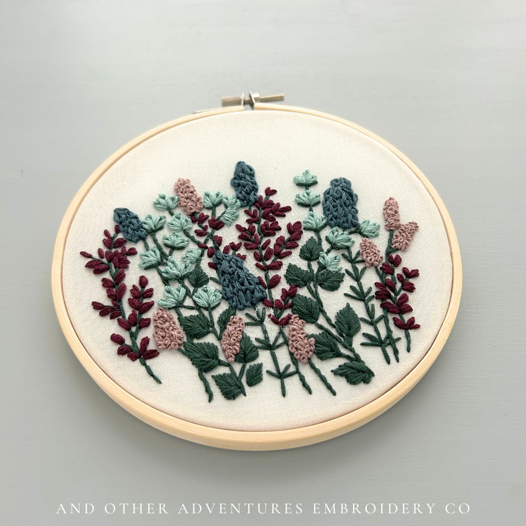 Dark and Moody hand embroidered flowers - hand embroidery kit by And Other Adventures Embroidery Co