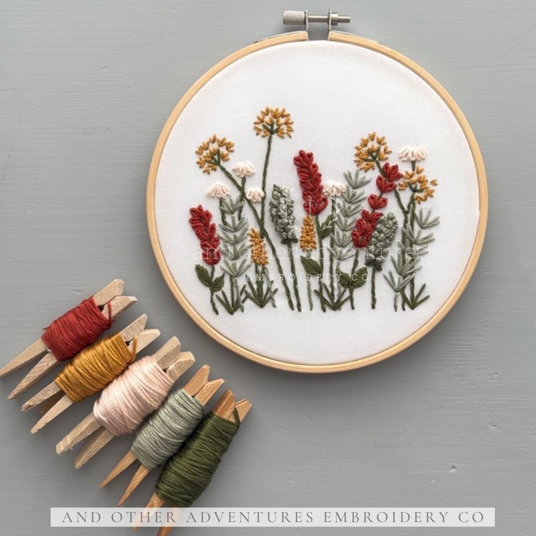 Autumn meadow hand embroidery design by And Other Adventures Embroidery Co