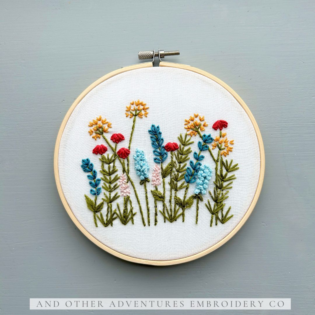 Bright Summer Meadow Hand embroidery design by And Other Adventures Embroidery Co